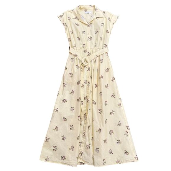 Adam Lippes x RTR Belted Poplin Shirt Dress in Yellow, Size US 2 - Picture 4 of 10